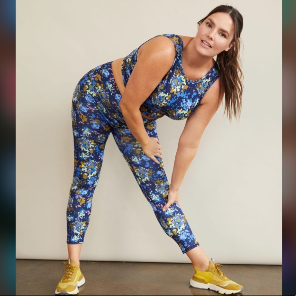 ANTHROPOLOGIE Daily Practice Liana High Rise Leggings in Navy Floral 2X